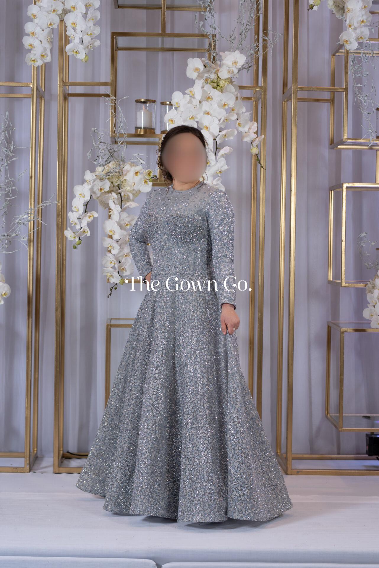 Silver-Blue Miri Sequin Gown
