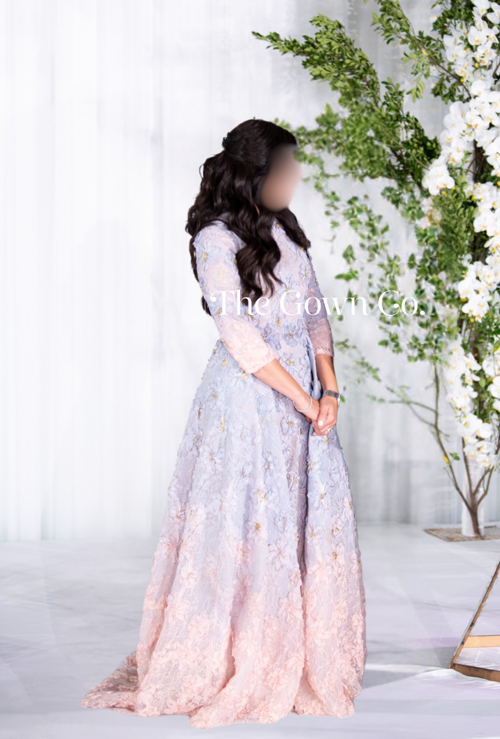Light Lavender Miri Floral Lace Gown