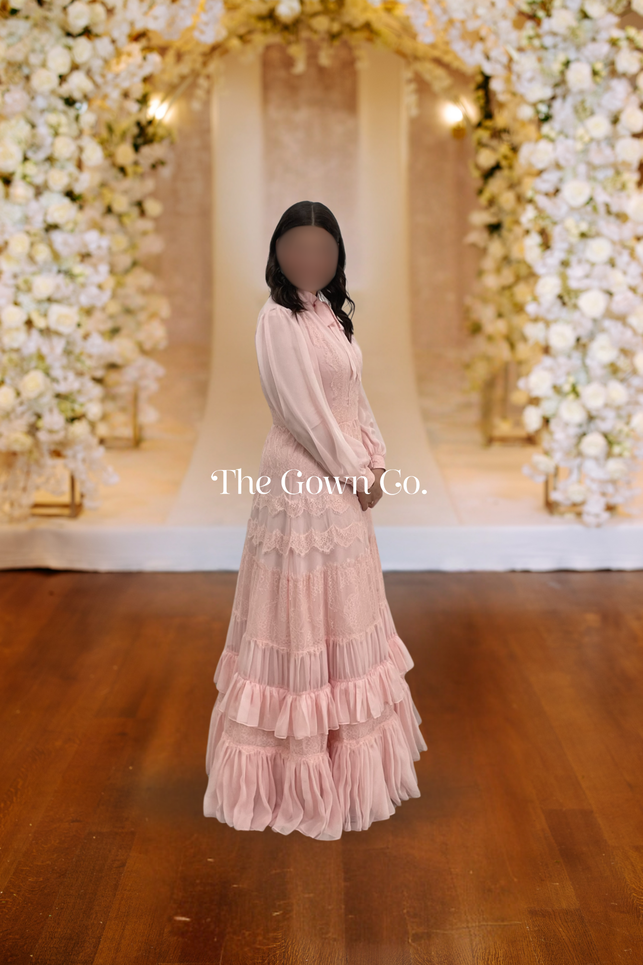 Janique Light Pink Gown with Ruffled Skirt