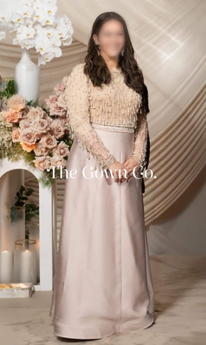 Custom Beige Reimagined Designer Gown
