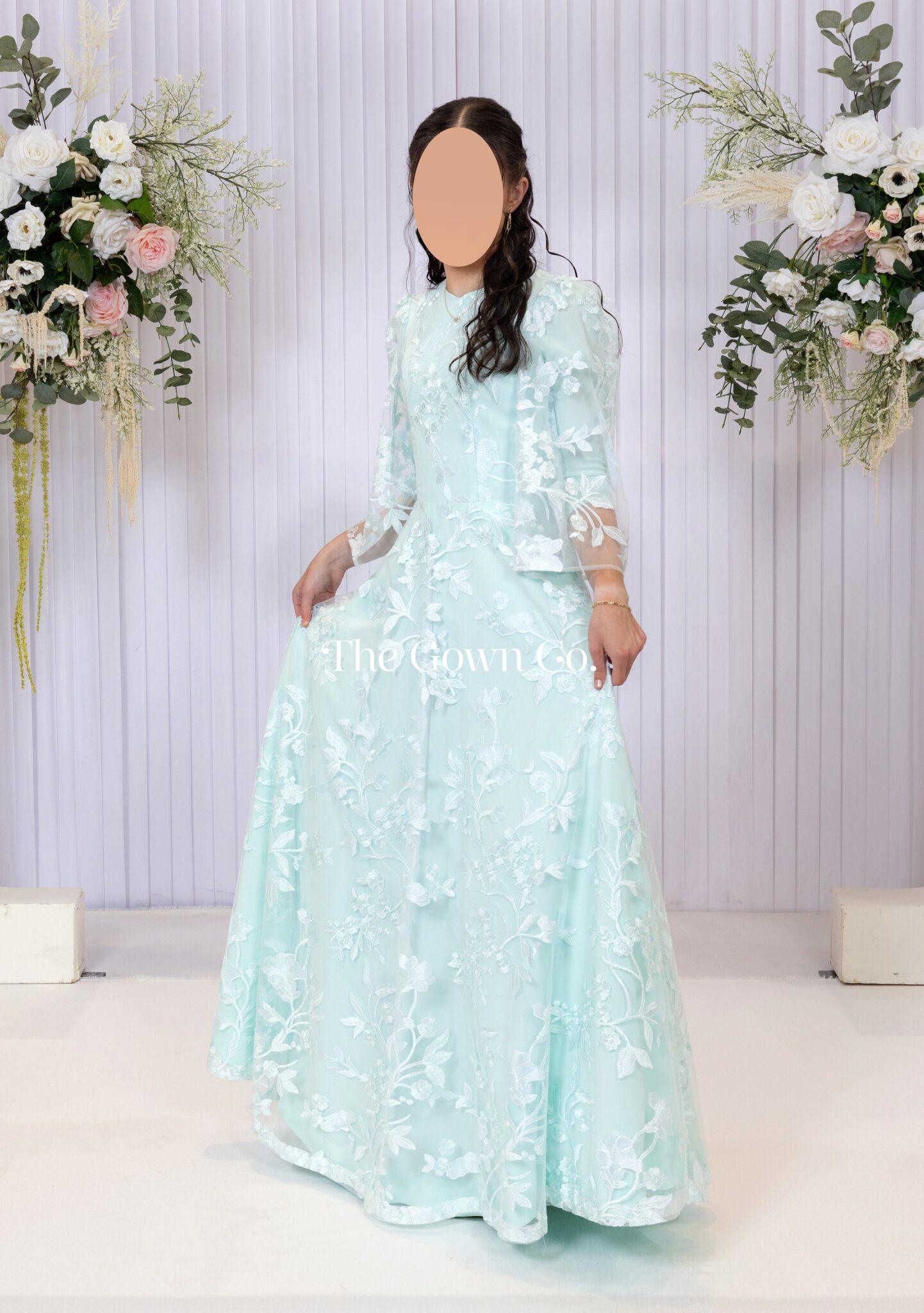 Beautiful Custom Mint Green Floral Gown