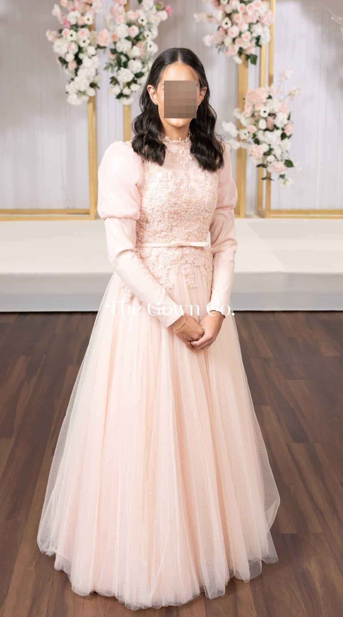 Elegant Light Pink Elie Saab Gown with a Beaded Floral Bodice