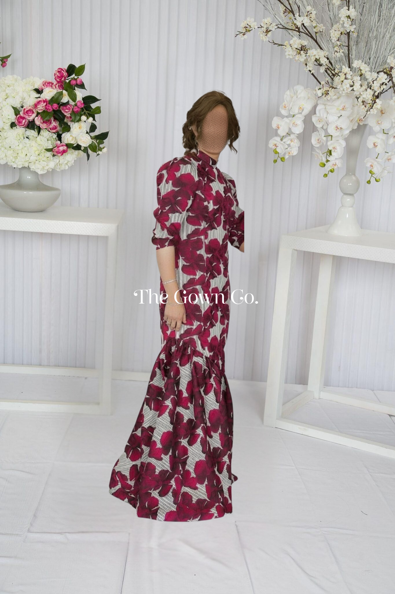 Gorgeous Magenta Floral Fishtail Gown
