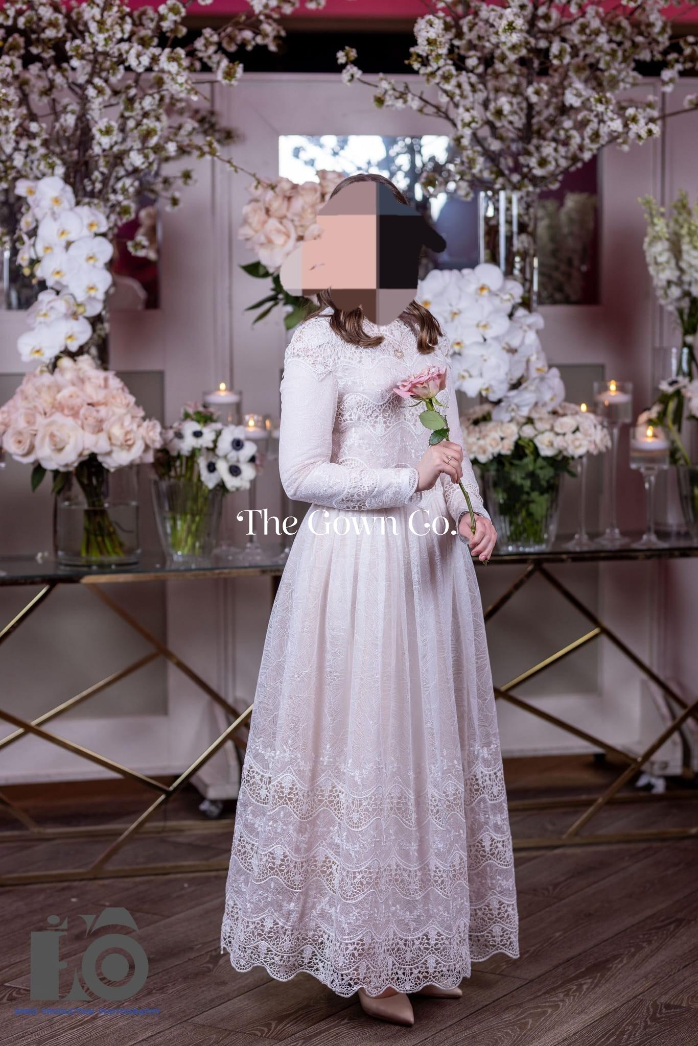 Ivory Gemy Malouf Lace Midi Dress
