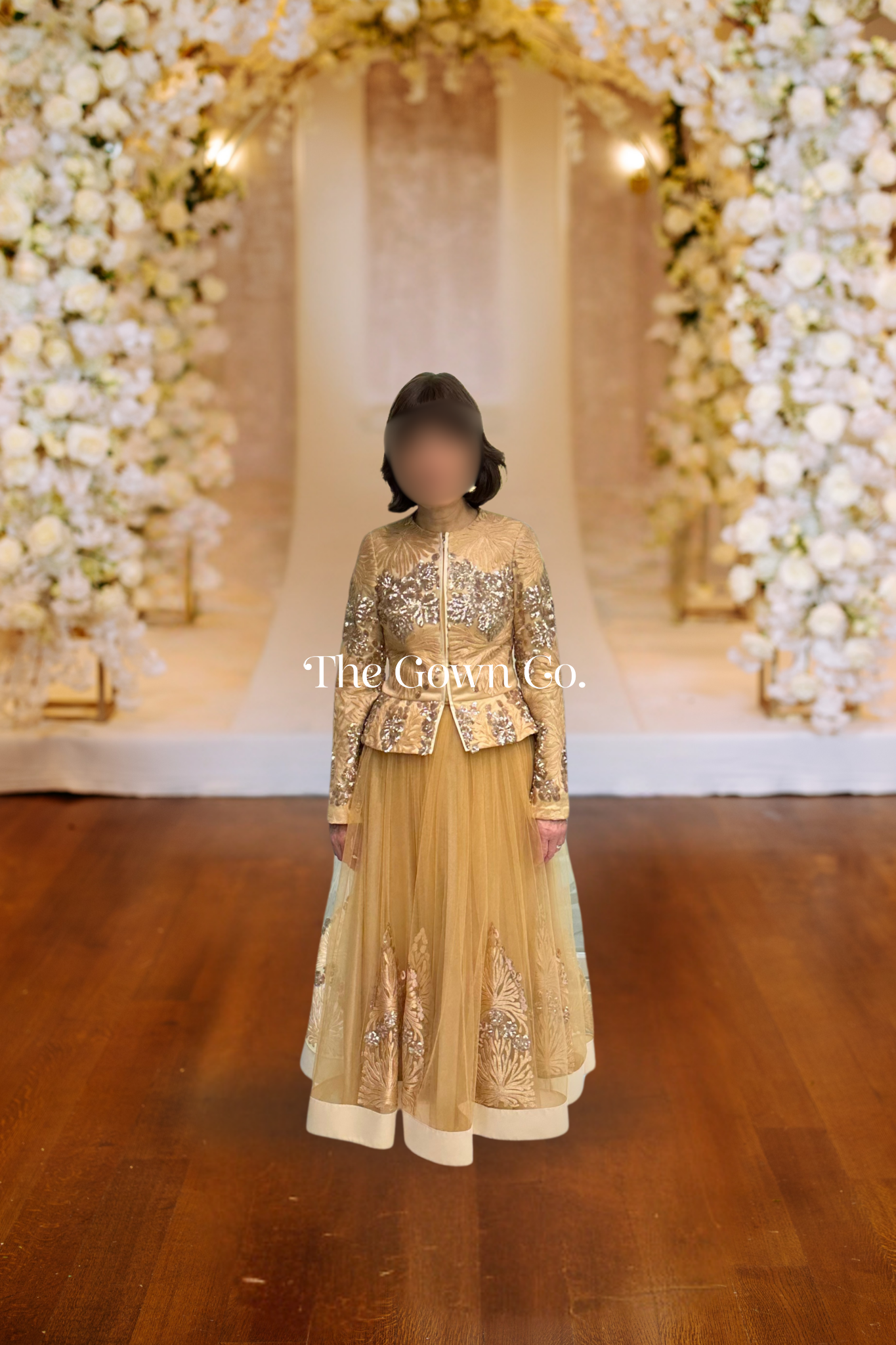 Elegant Two-Piece Gold Gown